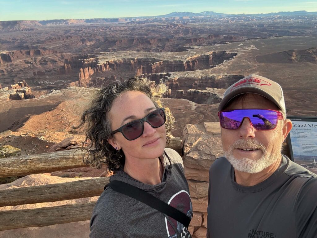 Two people at a rock formation viewpoint